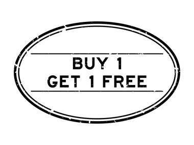 Grunge Black al 1 bedava kelime oval lastik mühür beyaz arka planda