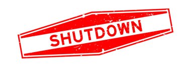 Grunge kırmızı kapatma sözcüğü. Altıgen lastik mühür. Beyaz arkaplanda.