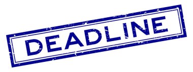 Grunge blue son teslim tarihi beyaz arka planda kare kauçuk damga