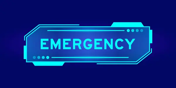 Futuristic Hud Banner Have Word Emergency User Interface Screen Blue — Stock Vector