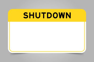 Kelime kapatma ile sarı başlık ve gri arka planda beyaz kopya alanı olan etiket pankartı