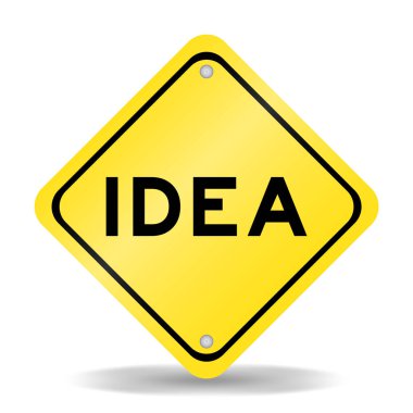 Beyaz arkaplanda kelime fikri olan sarı renk taşıma işareti