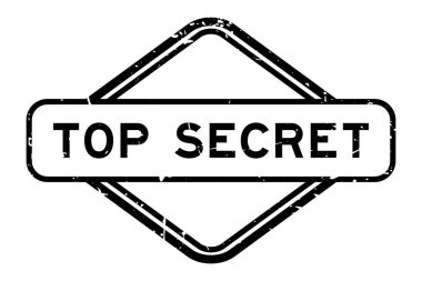 Grunge siyah çok gizli kelime beyaz arka planda lastik mühür