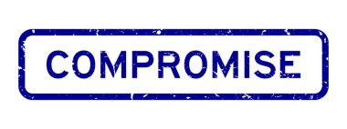 Grunge mavi kelime uzlaşması kare kare mühür beyaz arka planda