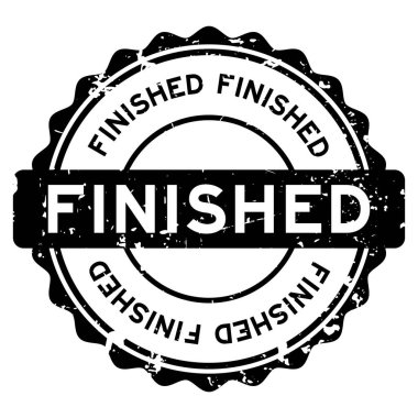 Grunge siyah kelime yuvarlak lastik mühür beyaz arka planda