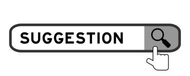 Beyaz arkaplanda büyüteç simgesi ile sözcük önerisi ile arama flaması