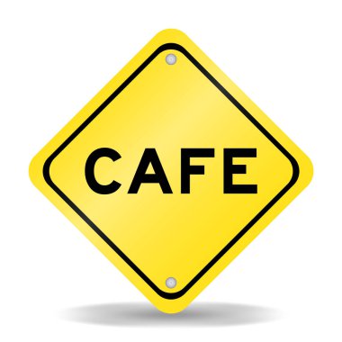Beyaz arkaplanda kelime kafe ile sarı renk taşıma işareti