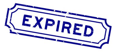 Grunge blue expired word rubber seal stamp on white background