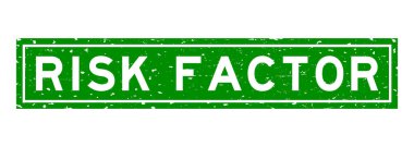 Grunge yeşil risk faktörü kelime kare lastik mühür beyaz arka planda