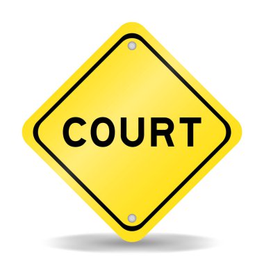 Beyaz arka planda kelime mahkemesi ile sarı renk taşıma işareti