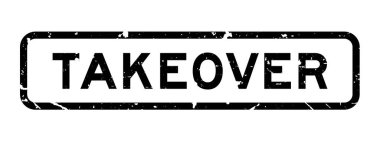 Grunge siyah devralma sözcüğü beyaz arka planda kare kauçuk mühür damgası