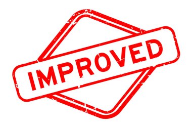 Grunge kırmızı kelime geliştirilmiş beyaz arka planda lastik mühür