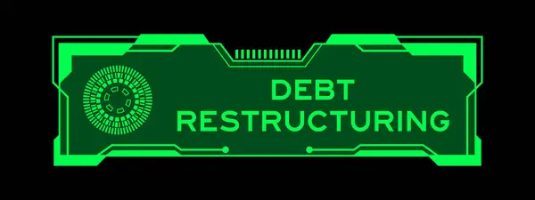 stock vector Green color of futuristic hud banner that have word debt restructuring on user interface screen on black background