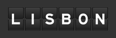 Gri arkaplanda Lisbon sözcüğüyle siyah renk analog çevirme tahtası