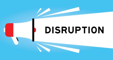 Mavi arkaplanda beyaz afiş ile kelime bozulması ile renk megafonu simgesi