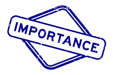 Grunge mavi önemli kelime beyaz arka planda kauçuk mühür