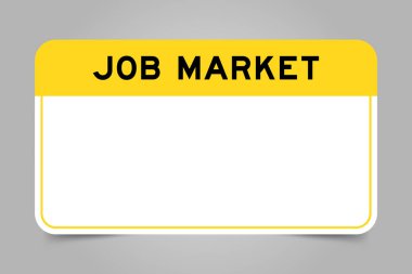 Label banner that have yellow headline with word job market and white copy space, on gray background clipart