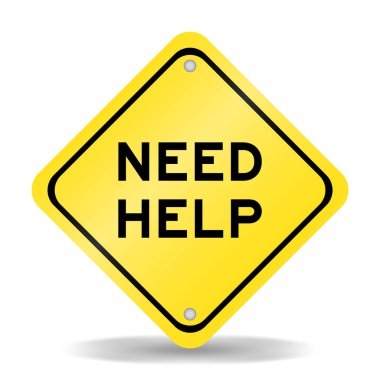 Beyaz arkaplanda kelimeye ihtiyaç duyan sarı renk taşıma işareti