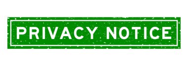 Grunge yeşil mahremiyet uyarısı beyaz arkaplanda kare kauçuk mühür damgası