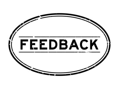 Grunge siyah geribildirim kelime oval lastik mühür damgası beyaz arka plan üzerinde