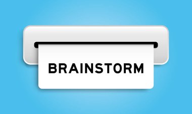 Mavi arka plandaki makineden gelen kelime beyin fırtınası içeren beyaz kupon pankartı