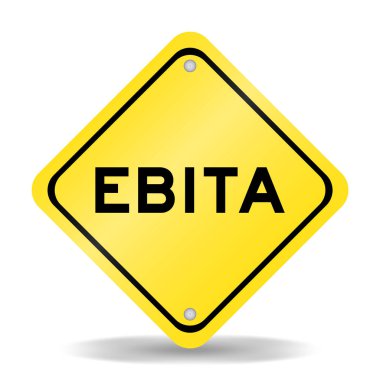 Beyaz arkaplanda EBITA (faizden önceki kazançların kısaltması, vergiler ve amortisman) sözcüğüyle sarı renk taşıma işareti