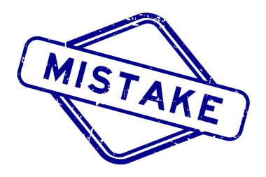 Grunge Blue hata sözcüğü beyaz arka planda lastik mühür