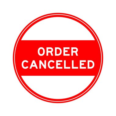 Beyaz arkaplanda kırmızı renk yuvarlak mühür etiketi iptal edildi