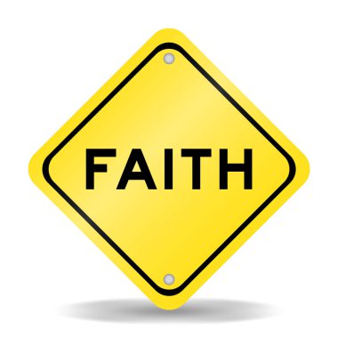 Beyaz arkaplanda kelime inancı olan sarı renk taşıma işareti