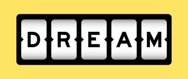 Sarı arkaplan ile slot pankartımda kelime içinde siyah rüya