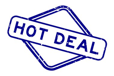 Grunge blue hot deal word rubber seal stamp on white background