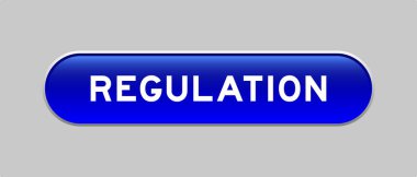 Gri arkaplanda kelime düzenlemesi olan mavi renkli kapsül biçimi düğmesi