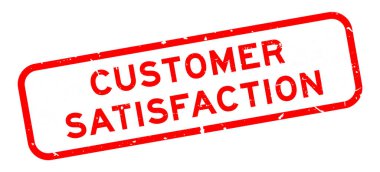 Grunge kırmızı müşteri memnuniyeti word Meydanı lastik mühür damgası beyaz arka plan üzerinde