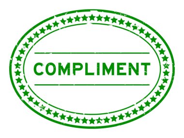 Grunge yeşil iltifat sözcüğü oval lastik mühür beyaz arka planda