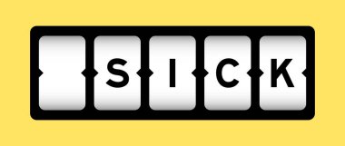 Sarı arkaplanlı slot pankartıyla hasta kelimesinde siyah renk