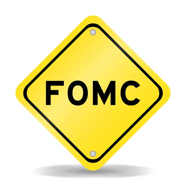 stock vector Yellow color transportation sign with word FOMC (abbreviation of federal open market committee) on white background