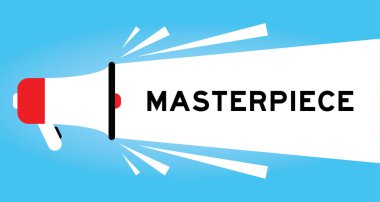 Mavi arkaplanda beyaz afiş ile kelime başyapıtı ile renk megafonu simgesi