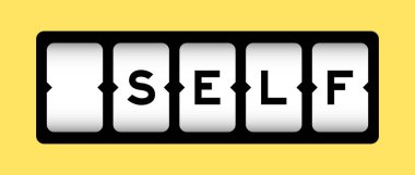 Sarı arkaplan ile slot pankartımda kelime benliği siyah renk