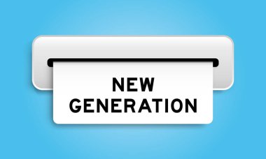 Mavi arkaplandaki makineden yeni nesil kelimesine sahip beyaz kupon pankartı