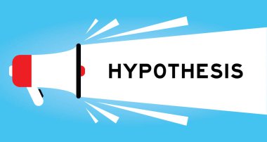 Mavi arkaplanda beyaz pankartta kelime hipotezi olan renk megafonu simgesi