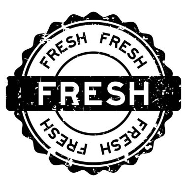 Grunge siyah kelime yuvarlak lastik mühür beyaz arka planda