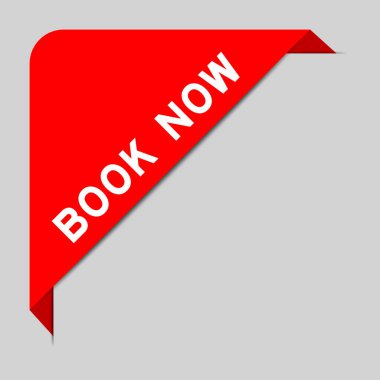 Gri arkaplanda kelime kitabı bulunan köşe etiketi pankartımın kırmızı rengi