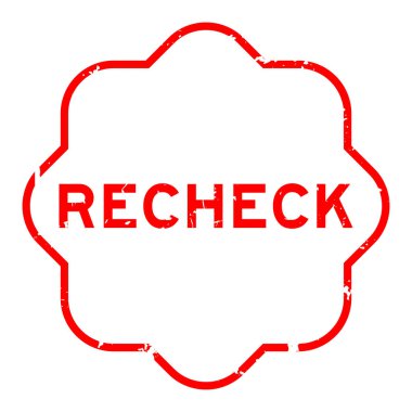 Grunge red recheck word rubber seal stamp on white background clipart