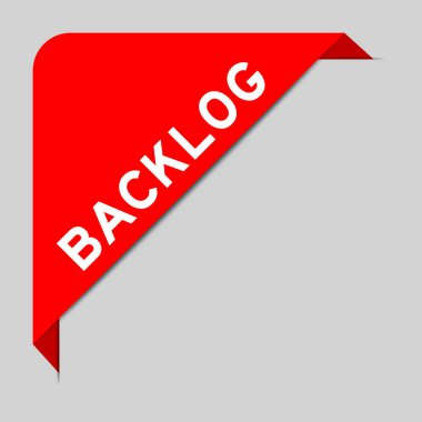 Gri arkaplanda birikmiş sözcük içeren köşe etiketi pankartımın kırmızı rengi