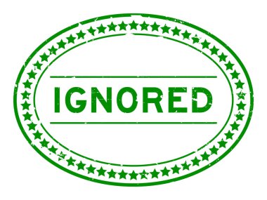 Grunge Green, beyaz arka planda oval lastik mühür kelimesini görmezden geldi.