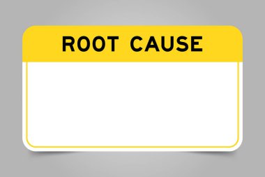 Label banner that have yellow headline with word root cause and white copy space, on gray background clipart