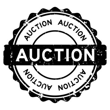 Grunge siyah müzayede kelimesi beyaz arkaplanda mühür basıyor.