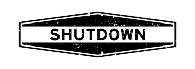 Grunge siyah kapatma sözcüğü altıgen lastik mühür beyaz arka planda