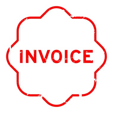 Grunge kırmızı fatura kelime lastik mühür beyaz arka planda