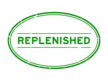 Grunge yeşil kelime oval lastik mühür beyaz arka planda